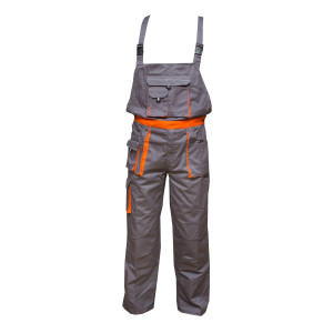 Salopeta cu pieptar de lucru, gri/portocaliu marimea 54, poliester cu bumbac 235g/m2, Cod: BK77158, Brand: BRECKNER GERMANY