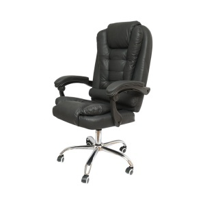 Scaun de birou ergonomic directorial cu suport lombar, piele ecologica neagra, rotativ, spatar si inaltime reglabile, BRECKNER GERMANY, BK99243 - Img 1