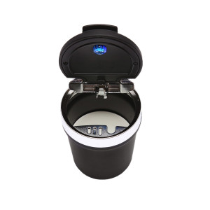 Scrumiera auto universala cu fund ceramic neagra-argintiu cu lumina albastra LED Cod: BK90936S Echivalență: DISEG05, Breckner Germany - Img 2