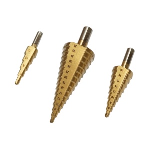 Set 3 burghie conice în 5 trepte 4-12mm, 9 trepte 4-20mm, 15 trepte 4-35mm din otel 4241 HSS pentru metal, aluminiu, lemn , Cod: DISPN69, Brand: CROWNMAN - Img 2