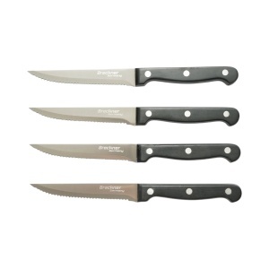 Set 4 cutite steak 11cm, lama zimtata otel 3Cr13, maner bachelita negru Breckner Germany, AAA378