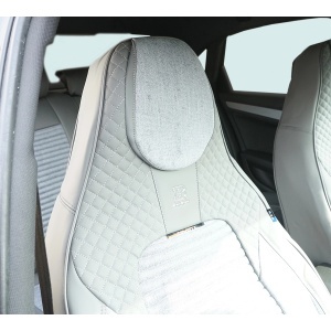 Set huse scaune auto Premium Crem-Gri universale, design sport ergonomic, piele ecologica cu insertii textile, fata + spate 11 piese, DISVG60 - Img 4