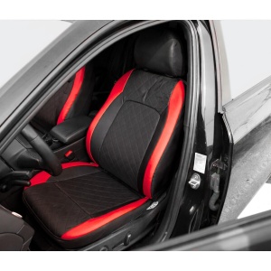 Set huse scaune auto universale Negru-Rosu Diamond, piele ecologica matlasata, fata + spate 9 piese, DISVG54 - Img 4