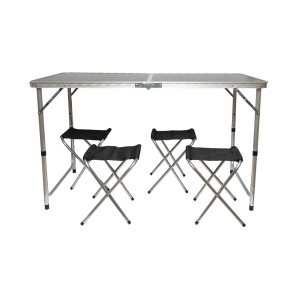 Set masa pliabila camping cu 4 scaune din aluminiu, portabila tip valiza, reglabila pe inaltime 120x60cm Breckner Germany, BRECKNER GERMANY, BK99229