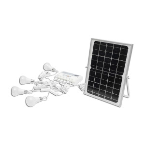 Sistem pentru iluminat cu 4 becuri LED, panou solar, 9V/12W si 1xUSB incarcare telefon, Cod: BK69218 Echivalență: DISDW38, Breckner Germany - Img 1
