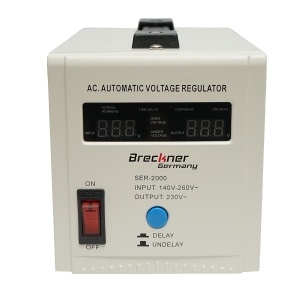 Stabilizator automat de tensiune monofazic cu releu 2000VA/140-260V, 2 prize schuko 230V, afisaj LCD, Cod: BK79720, Marca: BRECKNER GERMANY - Img 4