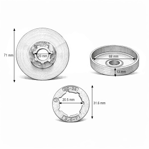 Tambur ambreiaj drujba cu pinion 0.325 inch 7 dinti compatibil Stihl MS180 THOR, THOR, 40TH422 - Img 3