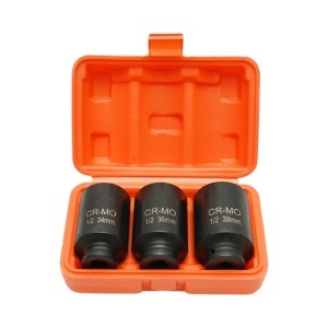 Trusa chei tubulare de impact lungi 34mm, 36mm, 38mm, patrat 1/2 inch Cr-Mo 3 piese Breckner Germany, BK90044