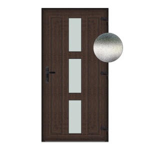 Usa Andreea, PVC & termopan, 100x190cm, tabac (wenge), dreapta, Klass, 7cm, 6 camere, sticla mata nisip alb
