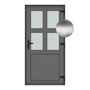Usa Aruba, PVC & termopan, 80x190cm, antracit, dreapta, Klass, 7cm, 6 camere, sticla mata nisip alb