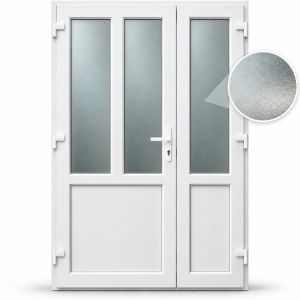 Usa T-Model Dubla, PVC & termopan, 130x190cm, alba, stanga, Klass, 7cm, 6 camere, sticla mata nisip alb