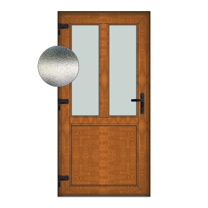 Usa T-Model, PVC & termopan, 80x200cm, maro, stejar auriu, stanga, Klass, 7cm, 6 camere, sticla mata nisip alb