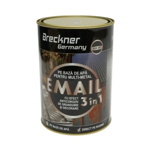 Vopsea email anticoroziva 3 in 1 pentru metal, direct pe rugina, pe baza de apa, negru mat 2000g Breckner Germany, BK00226 - Img 2