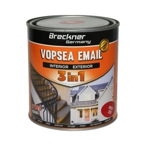 Vopsea email anticoroziva 3 in 1 rosu 250 pe baza de solvent, direct pe rugina, interior si exterior 1L Breckner Germany, BK89010