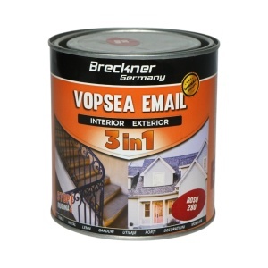 Vopsea email anticoroziva 3 in 1 rosu 280 pe baza de solvent, direct pe rugina, interior si exterior 1L Breckner Germany, BK89012