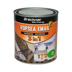 Vopsea email anticoroziva 3 in 1 verde 6018 pe baza de solvent, direct pe rugina, interior si exterior 1L Breckner Germany, BK89017