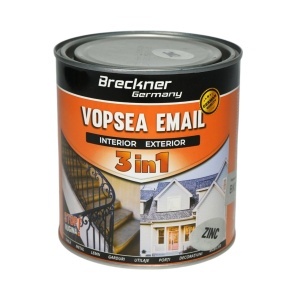 Vopsea email anticoroziva 3 in 1 zinc pe baza de solvent, direct pe rugina, interior si exterior 1L Breckner Germany, BK89024