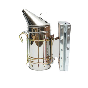 Afumator albine din inox cu cilindru scut termic si burduf din piele 160mm, Cod: DISKR80 - Img 1