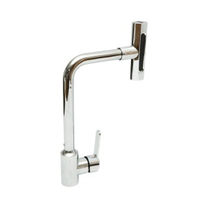Baterie chiuveta bucatarie tip cascada, 4 functii de curgere, pipa rotativa 360 grade, monocomanda, crom lucios, aliaj zinc, furtunuri incluse, DISVM49 - Img 3