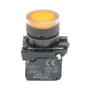 Buton comanda cu revenire si semnalizare LED galben 1NO+1NC, 220V/10A, TB5 Breckner Germany, BRECKNER GERMANY, BK76517