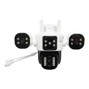 Camera de supraveghere 4 lentile, 3 obiective 16 MP, WIFI 2.4GHz, rotire 360 grade PTZ cu senzor de miscare, zoom 10X, alarma, IR night vision, detectie umana si aplicatie IPC360 Home, BRECKNER GERMANY, BK79712