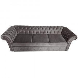 Canapea Extensibila Chesterfield, 250x100x75cm, 3 locuri, Velutto 18 Anthracite, Glasspandoor - Img 3