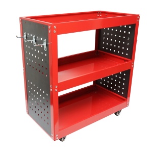 Carucior metalic pe roti cu 3 rafturi si suporti pentru scule 670x370x730mm, Cod: DISMC83 - Img 2