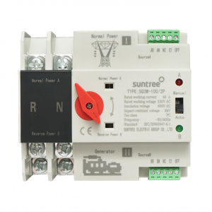 Comutator ATS 220V monofazat, separator automat de la panouri fotovoltaice la retea ATS-2P-100A Suntree,Cod: BK77084, Brand: SUNTREE - Img 1
