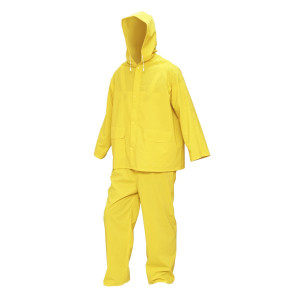 Costum impermeabil XL cu gluga si salopeta din poliester si PVC, galben, Cod: BK77433, Breckner Germany