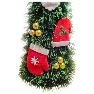 Decorațiune de Crăciun 48×18 cm – Brad Artificial cu Globuri, Fundă și Ornamente „Merry Christmas” - Img 3
