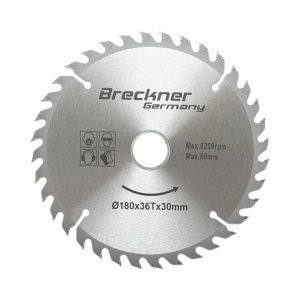 Disc circular vidia pentru lemn 180x30mm, 36 dinti, turatie maxima 8200rpm Breckner Germany, BRECKNER GERMANY, BK87064