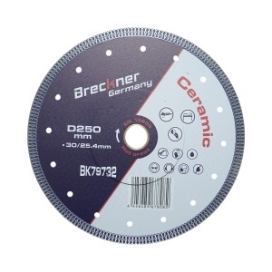 Disc diamantat turbo continuu 250x30/25.4mm, taiere umeda/uscata pentru ceramica dura, gresie, faianta Breckner Germany, BRECKNER GERMANY, BK79732