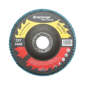 Disc lamelar abraziv cu zirconiu T27 ZA40, 125x22mm pentru slefuire/polizare metal si inox , Cod: BK79957, Breckner Germany