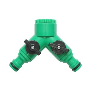 Distribuitor Y 2 cai cu robineti si conector rapid pentru furtun gradina 1/2 inch, adaptor robinet 3/4 inch, DISTP11