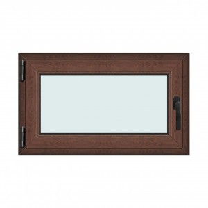 Fereastra 100x60cm, 1 canat, maro, nuc, stanga si rabatare, Klass, 7cm, 6 camere, 2 garnituri