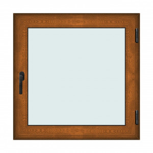 Fereastra 110x110cm, 1 canat, maro, stejar auriu, dreapta si rabatare, Klass, 7cm, 6 camere, 2 garnituri