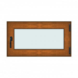 Fereastra 110x60cm, 1 canat, maro, stejar auriu, dreapta si rabatare, Klass, 7cm, 6 camere, 2 garnituri