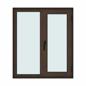 Fereastra 120x140cm, 2 canate, wenge (tabac), dreapta si rabatare, Klass, 7cm, 6 camere, 2 garnituri - Img 1