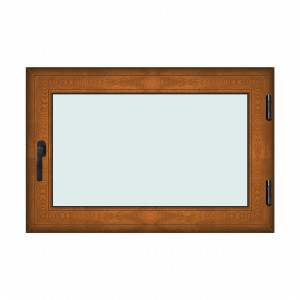 Fereastra 120x80cm, 1 canat, maro, stejar auriu, dreapta si rabatare, Klass, 7cm, 6 camere, 2 garnituri - Img 1