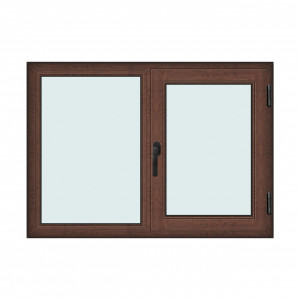 Fereastra 140x100cm, 2 canate, maro, nuc, dreapta si rabatare, Klass, 7cm, 6 camere, 2 garnituri - Img 1