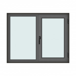 Fereastra 150x120cm, 2 canate, antracit, dreapta si rabatare, Klass, 7cm, 6 camere, 2 garnituri - Img 1