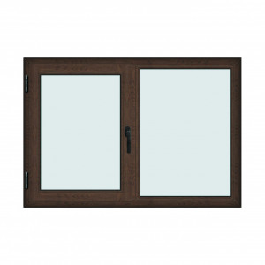 Fereastra 160x110cm, 2 canate, wenge (tabac), stanga si rabatare, Klass, 7cm, 6 camere, 2 garnituri - Img 1