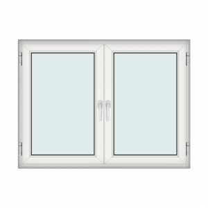 Fereastra 160x120cm, 2 canate, alb, 2 deschideri si rabatare, cu montant fix, Klass, 7cm, 6 camere, 2 garnituri