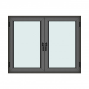Fereastra 165x130cm, 2 canate, antracit, 2 deschideri si rabatare, cu montant fix, Klass, 7cm, 6 camere, 2 garnituri