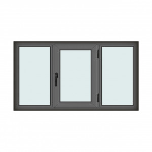 Fereastra 180x100cm, 3 canate, antracit, dreapta si rabatare, Klass, 7cm, 6 camere, 2 garnituri - Img 1