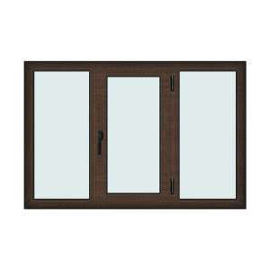 Fereastra 180x120cm, 3 canate, wenge (tabac), dreapta si rabatare, Klass, 7cm, 6 camere, 2 garnituri - Img 1