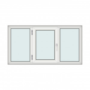 Fereastra 190x100cm, 3 canate, alb, stanga si rabatare, Klass, 7cm, 6 camere, 2 garnituri - Img 1