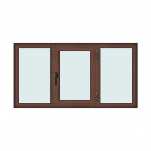 Fereastra 190x100cm, 3 canate, maro, nuc, dreapta si rabatare, Klass, 7cm, 6 camere, 2 garnituri - Img 1
