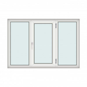 Fereastra 190x130cm, 3 canate, alb, dreapta si rabatare, Klass, 7cm, 6 camere, 2 garnituri - Img 1