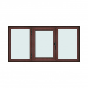 Fereastra 200x100cm, 3 canate, mahon, stanga si rabatare, Klass, 7cm, 6 camere, 2 garnituri